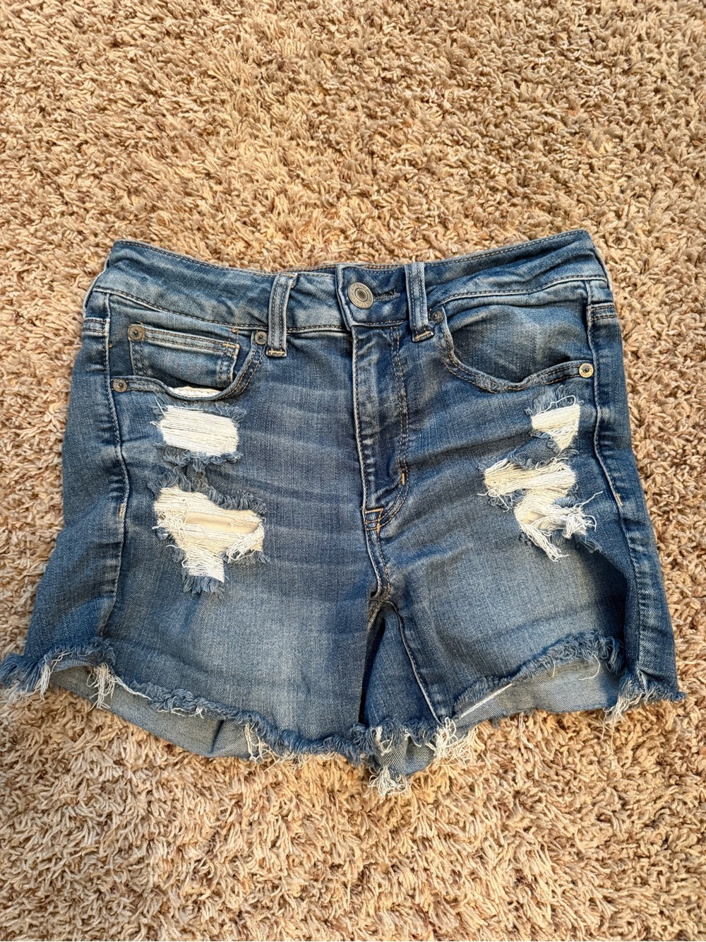 American Eagle Outfitters Distressed Blue Denim Shorts